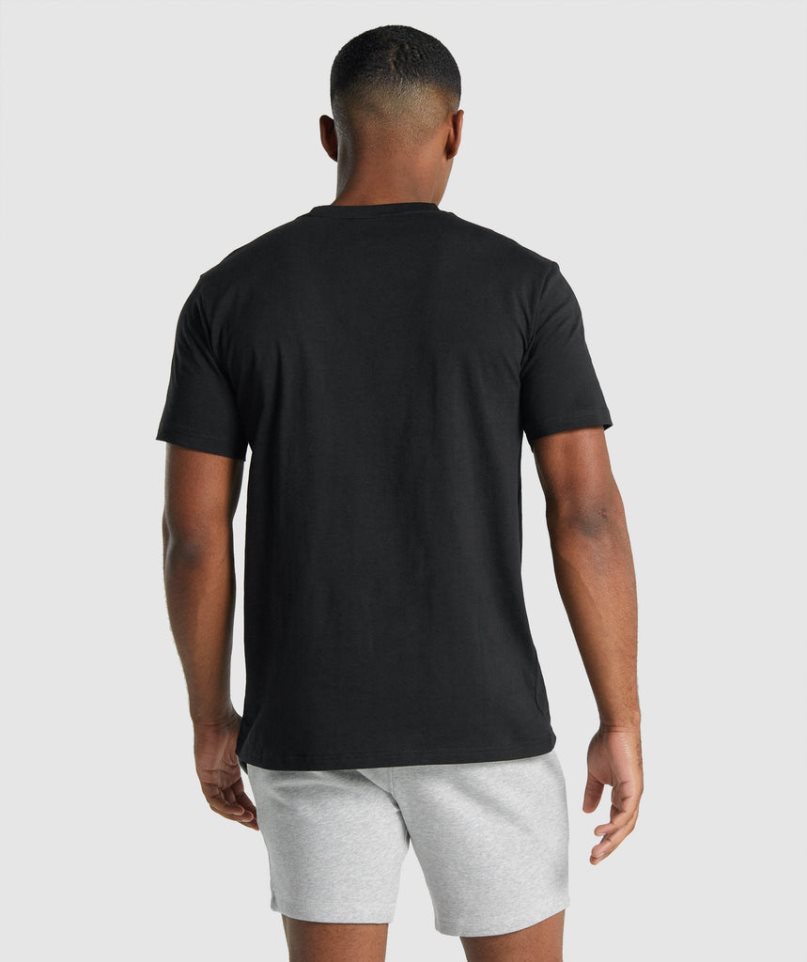 Men's Gymshark Crest T-Shirts Black | CA 6AD085